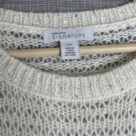 Cashmere Wool Sweater Womens XXS Oversized Alpaca Sequin Nordstrom Signature New - Picture 8 of 12